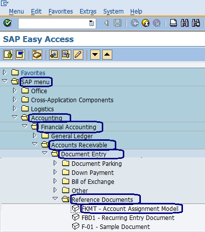 default account assignment overview tcode in sap