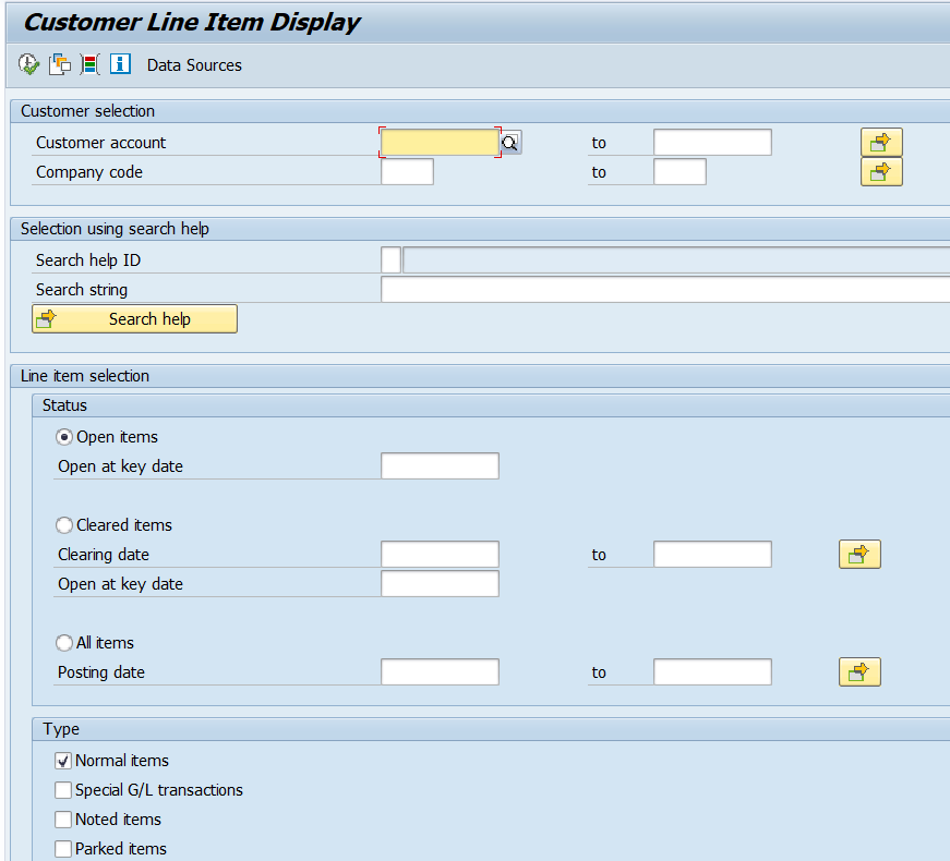 Customer Line Item Display in SAP