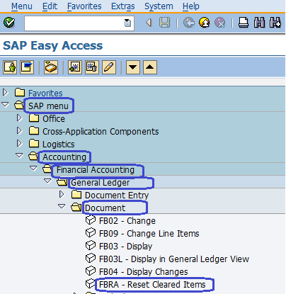 Menu Path - Document Reset Cleared Items