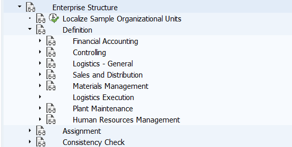 SAP Enterprise Structure Transaction Codes