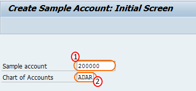 create sample account initial screen
