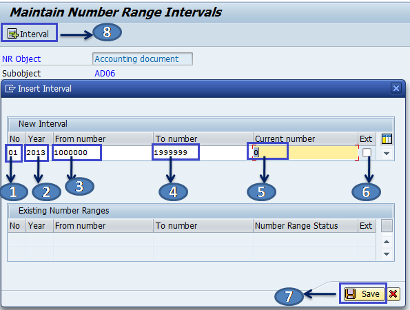 number range assignment in sap fi