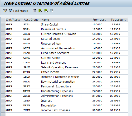 Group Chart Of Accounts Configuration In Sap