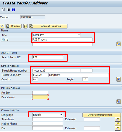 create vendor address1