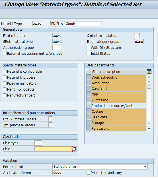 sap table for material class assignment