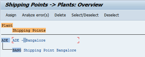 sap shipping point assignment to plant