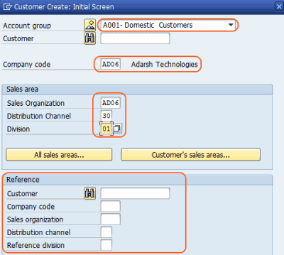 customer master assignment in sap