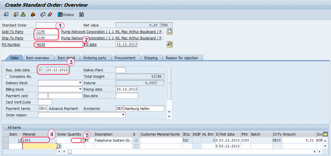 sap purchase order account assignment sales order