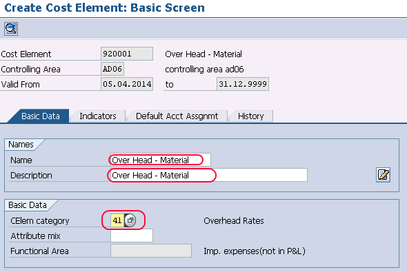 How maintain overhead cost elements in SAP