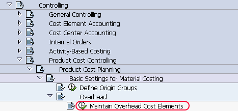 maintain overhead cost elements path
