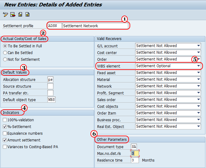 Maintain Settlement Profile in SAP