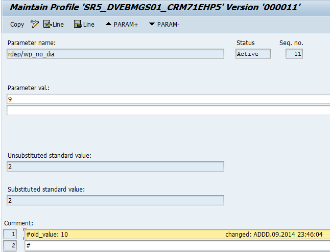 Create and Change Parameters (RZ10) maintain profile