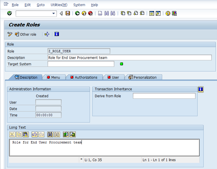 role assignment in sap transaction