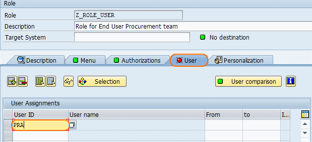 user roles assignment in sap