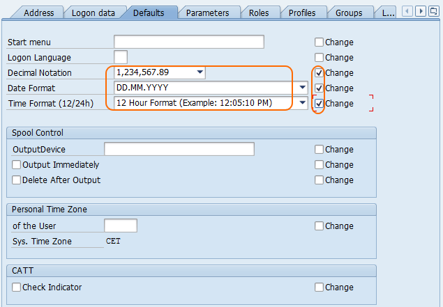 User Mass Maintenance using SU10 - default values