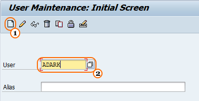 User maintenance initial screen
