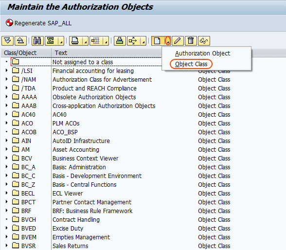 sap assignment service authorization objects