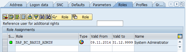 rol de usuario en SAP