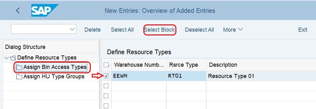 Assign Bins Access Types to Resource Type