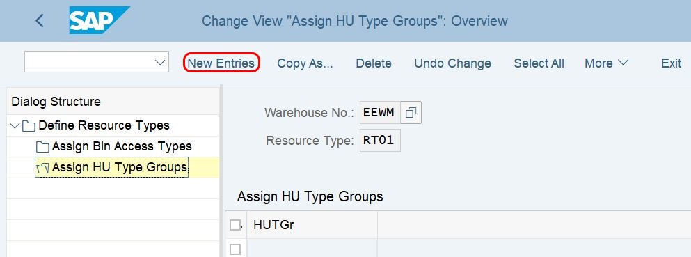 Assign HU Type group for assigning to Resource Types