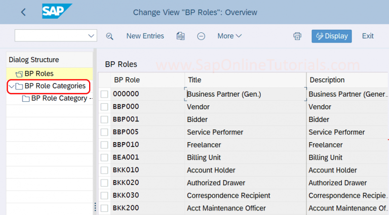 sap bp role assignment table