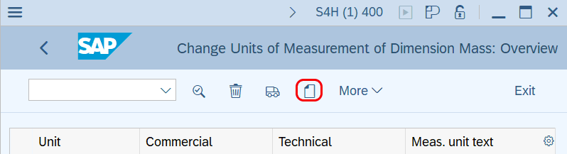 Create unit of measure in SAP Hana