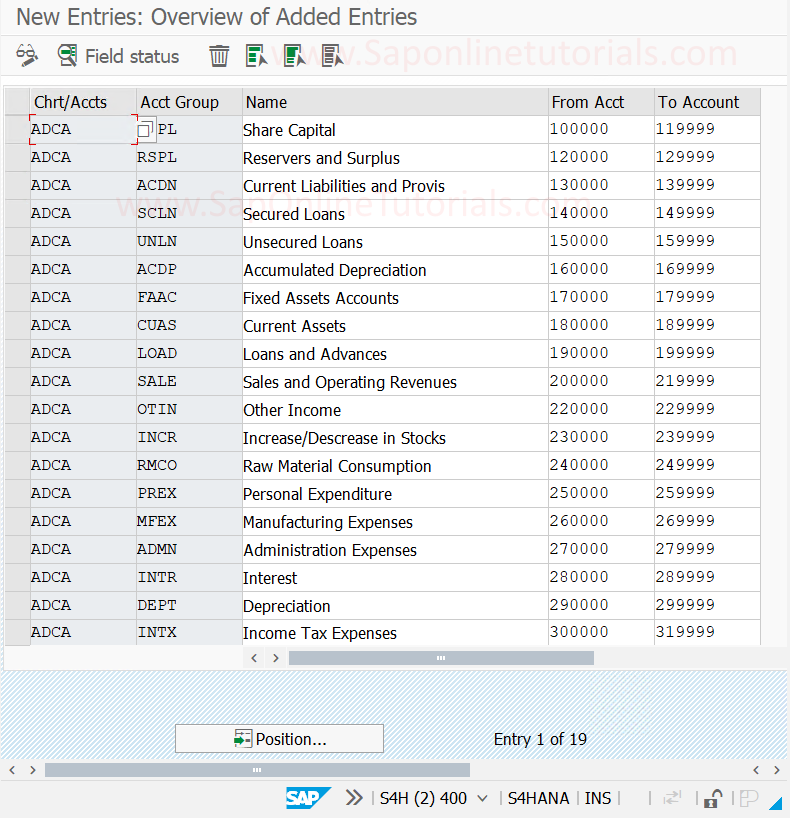 gl account assignment to material group sap