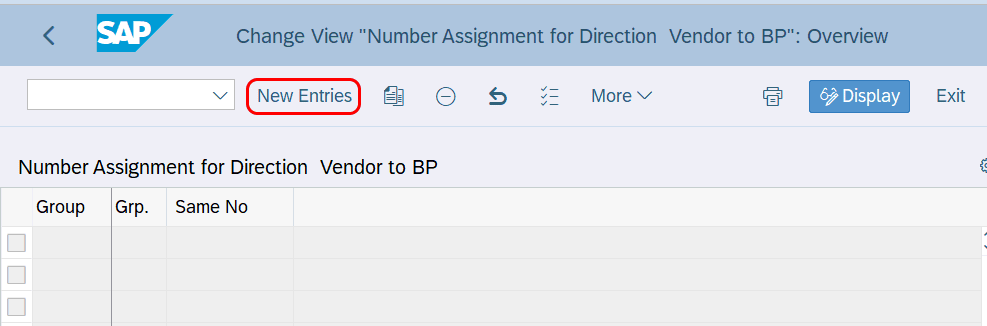 Number Assignment Direction Vendor to BP in SAP