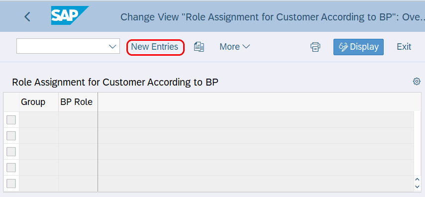 role assignment for customer according to bp