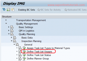 task list table in sap qm