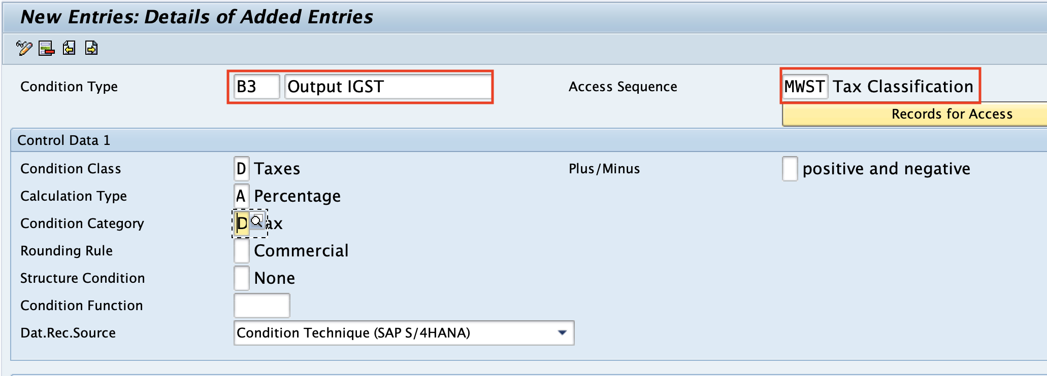 Condition Type -Output IGST SAP