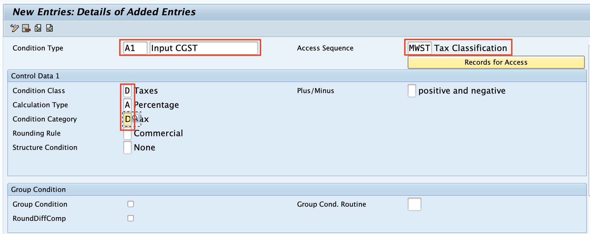 sap condition type account assignment