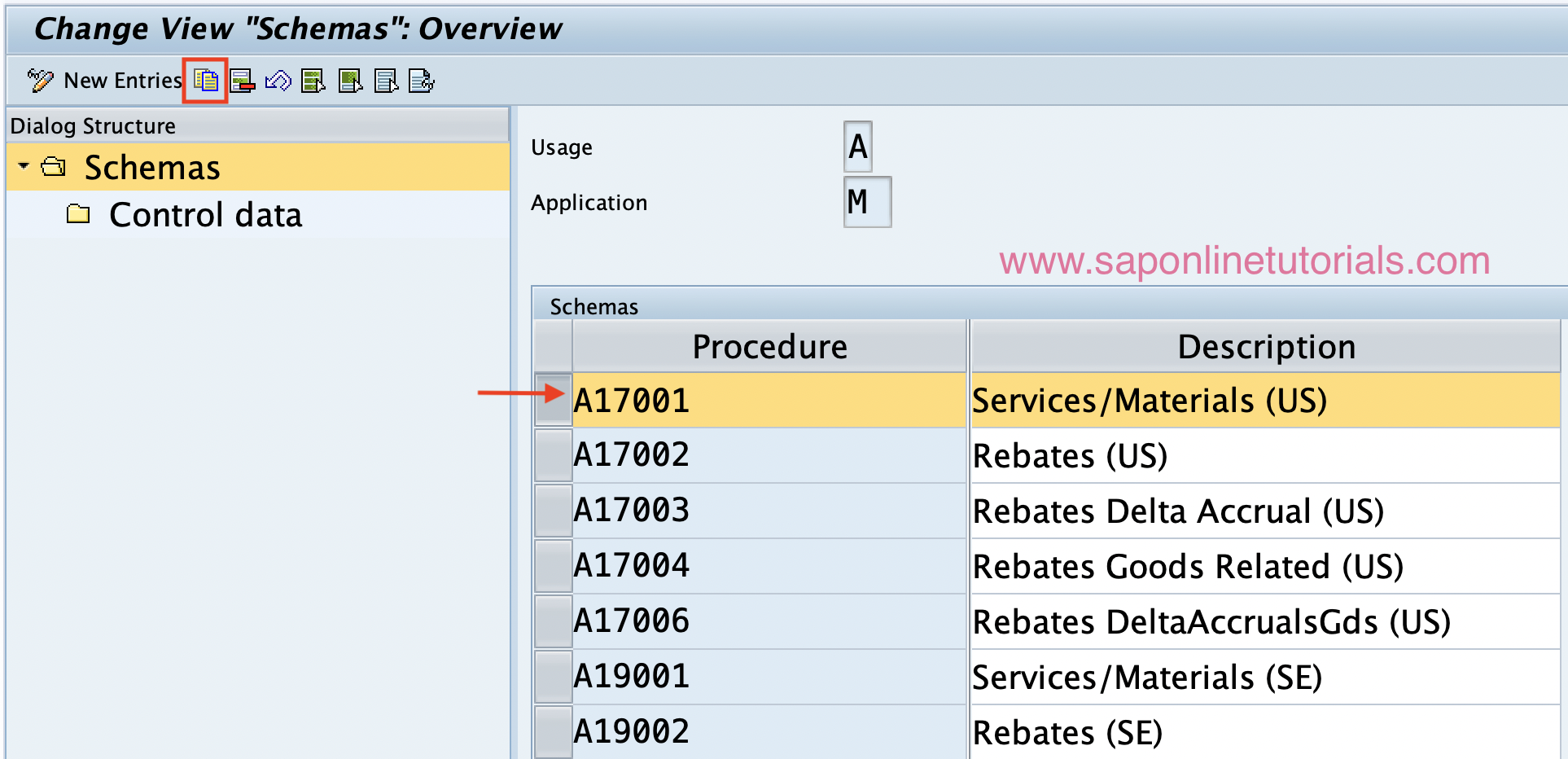 assignment of calculation methods sap table